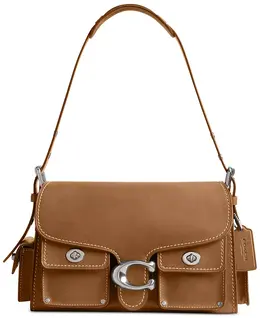 Грузовая кожаная сумка через плечо Soft Western Tabby с поворотным замком Coach, коричневый 18074559 | silver/honey brown