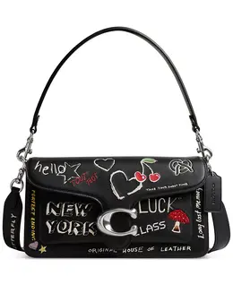 Сумка Tabby Small Leather Shoulder Bag 26 с принтом Sketch Coach, черный 21325381 | silver/ black multi