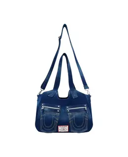 Сумка-почтальон Horseshoe Stitch из темного денима True Religion, синий 16797654 | dark denim