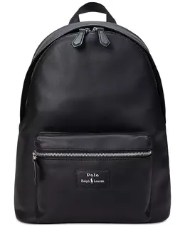 Мужской гладкий кожаный рюкзак Polo Ralph Lauren, черный 19363984 | black