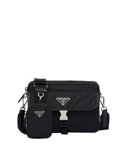 Плечевая сумка из переработанного нейлона и кожи Saffiano Prada, черный 5556535 | black