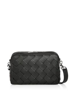 Средняя переплетенная кожаная сумка через плечо Intrecciato Bottega Veneta, зеленый 5120694 | dark green