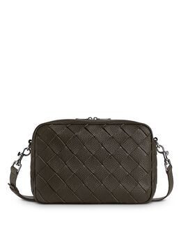 Средняя переплетенная кожаная сумка через плечо Intrecciato Bottega Veneta, зеленый 5120694 | khaki