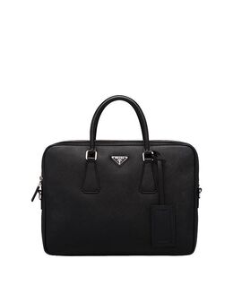 Рабочая сумка из кожи Saffiano Prada, черный 5663093 | black