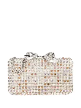 Self-Portrait crystal-embellished bow-detail clutch 31220281