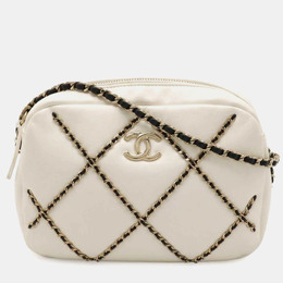 Chanel Entwined Chain Stitch Ivory Lambskin Camera Bag 1192426