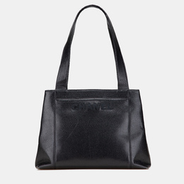 Chanel Black Caviar LAX Embroidered Logo Tote 1192562