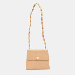 Chanel Rope Coco Mark Beige Caviar Leather Shoulder Bag 1192400