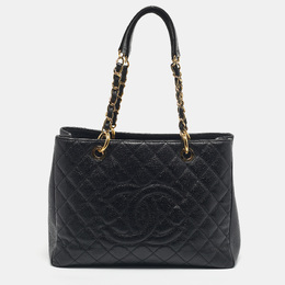 Chanel Black Quilted Caviar Leather Grand Shopper Tote 1192863