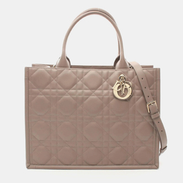 Christian Dior Dior Bo Tote Medium Macrocannage Tote Bag Leather Beige 1192331