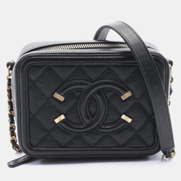 Chanel CC Filigree Mini Vanity Black Leather Shoulder Bag 1192315