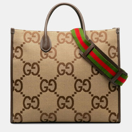 Gucci Jumbo GG Beige Multicolor Canvas Leather Tote Bag 1192105