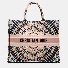 Christian Dior Brown Large Embroidered Canvas Tie Dye Book Tote 1192160
