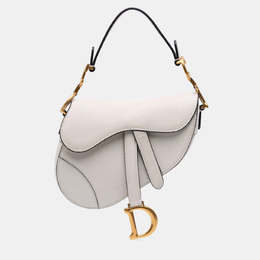 Christian Dior White Mini Grained Calfskin Saddle Bag 1192128
