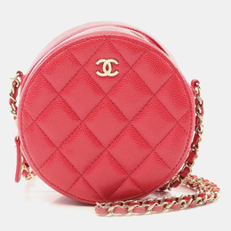 Chanel Matelasse Round Mini Red Calfskin Shoulder Bag 1192100