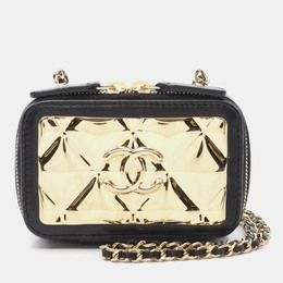 Chanel Plate Vanity Mini Black/Gold Lambskin Shoulder Bag 1192095