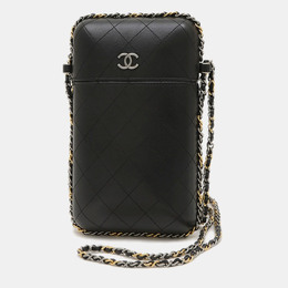 Chanel Coco Mark Phone Holder Black Lambskin Shoulder Bag 1192101