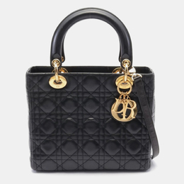 Christian Dior Lady Christian Dior Cannage Black Leather Shoulder Bag 1192317