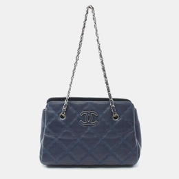 Chanel Ultra Stitch Navy Lambskin Tote Bag 1192364