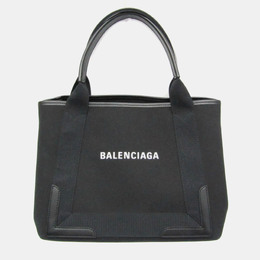 Balenciaga Navy Cabas S Black Canvas Leather Tote Bag 1192234