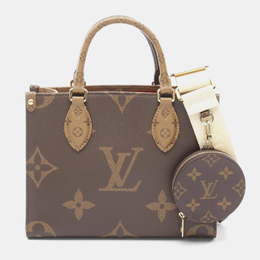 Louis Vuitton On The Go PM Brown Beige Monogram Reverse Coated Canvas Tote Bag 1192322