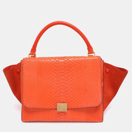 Celine Orange Python and Suede Medium Trapeze Bag 1191189