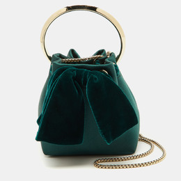 Jimmy Choo Green Satin and Velvet BonBon Bucket Bag 1190666
