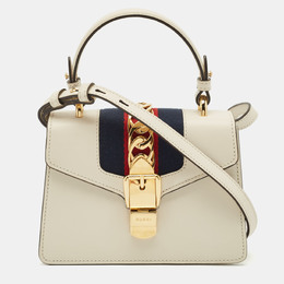 Gucci Off White Leather Mini Web Sylvie Top Handle Bag 1190894