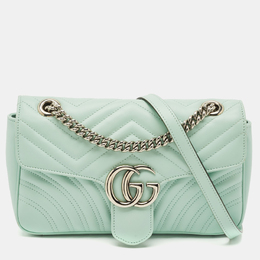 Gucci Mint Green Matelasse Leather Small GG Marmont Shoulder Bag 1191031