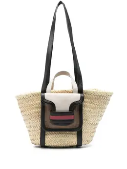 Pierre Hardy medium raffia leather-pocket tote bag 31398575