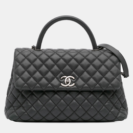 Chanel Grey Large Quilted Caviar Coco Top Handle Bag 1193367