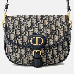 Christian Dior Oblique Bobby Shoulder Bag Navy Canvas Leather 1193163