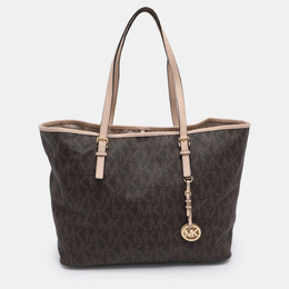 Michael Kors Brown Signature Coated Canvas Jet Set Travel Tote 1193045