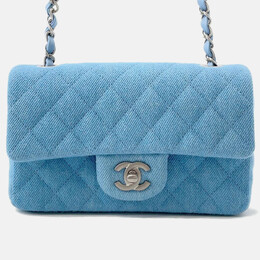 Chanel Mini Matelasse Chain shoulder Bag Blue Denim Size 20 1193146