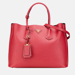 Prada Red Medium Saffiano Cuir Double Satchel 1193068