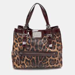 Dolce & Gabbana Brown/Burgundy Leopard Print Coated Canvas and Patent Leather Miss Easy Way Tote 1192893