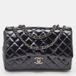 Chanel Black Quilted Patent Leather Jumbo Classic Single Flap Bag 1191788