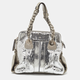 Chloe Metallic Silver/Grey Python and Leather Heloise Satchel 1191719