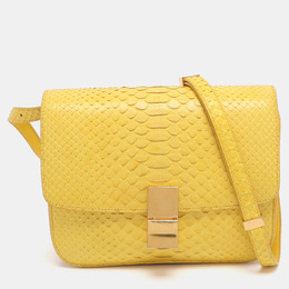 Celine Yellow Python Leather Medium Box Shoulder Bag 1191539
