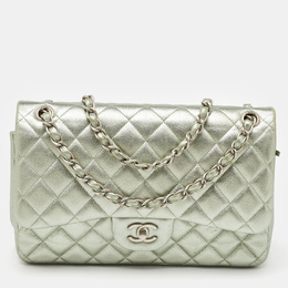 Chanel Metallic Mint Green Quilted Leather Jumbo Classic Double Flap Bag 1191775