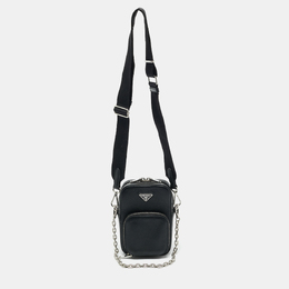 Prada Black Saffiano Lux Leather Phone Crossbody Bag 1191080