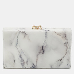 Charlotte Olympia White Marble Effect Perspex Spider Pandora Box Clutch 1190545