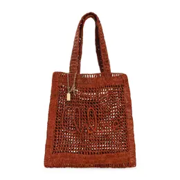 Chloe-Clay Brown Raffia Summer Banana Tote Bag-Donna 52329825141076
