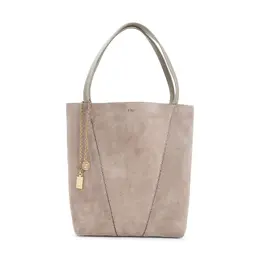 Chloe-Motty Grey Suede Calf Leather Spin Shoulder Bag-Donna 52329826681172