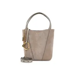 Chloe-Motty Grey Suede Calf Leather Spin Shoulder Bag-Donna 52329826713940