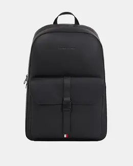 Мужская сумка-рюкзак из экокожи с внешним карманом и логотипом спереди Tommy Hilfiger, черный a54863314 | negro