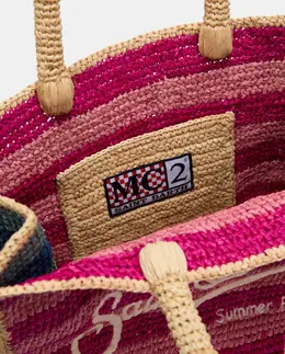 Сумка с ручками из полосатой рафии Mc2 Saint Barth, фуксия a54863339 | fucsia