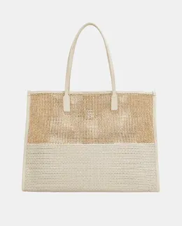 Сумка-тоут из бежевой рафии Tommy Hilfiger, бежевый a54783099 | beige