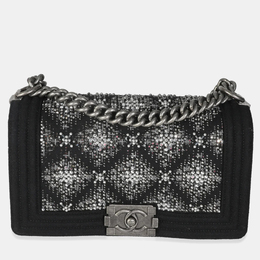 Chanel Black Jersey Strass Old Medium Boy Bag 1194147