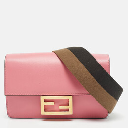 Fendi Pink Leather Mini Flat Baguette Bag 1193573